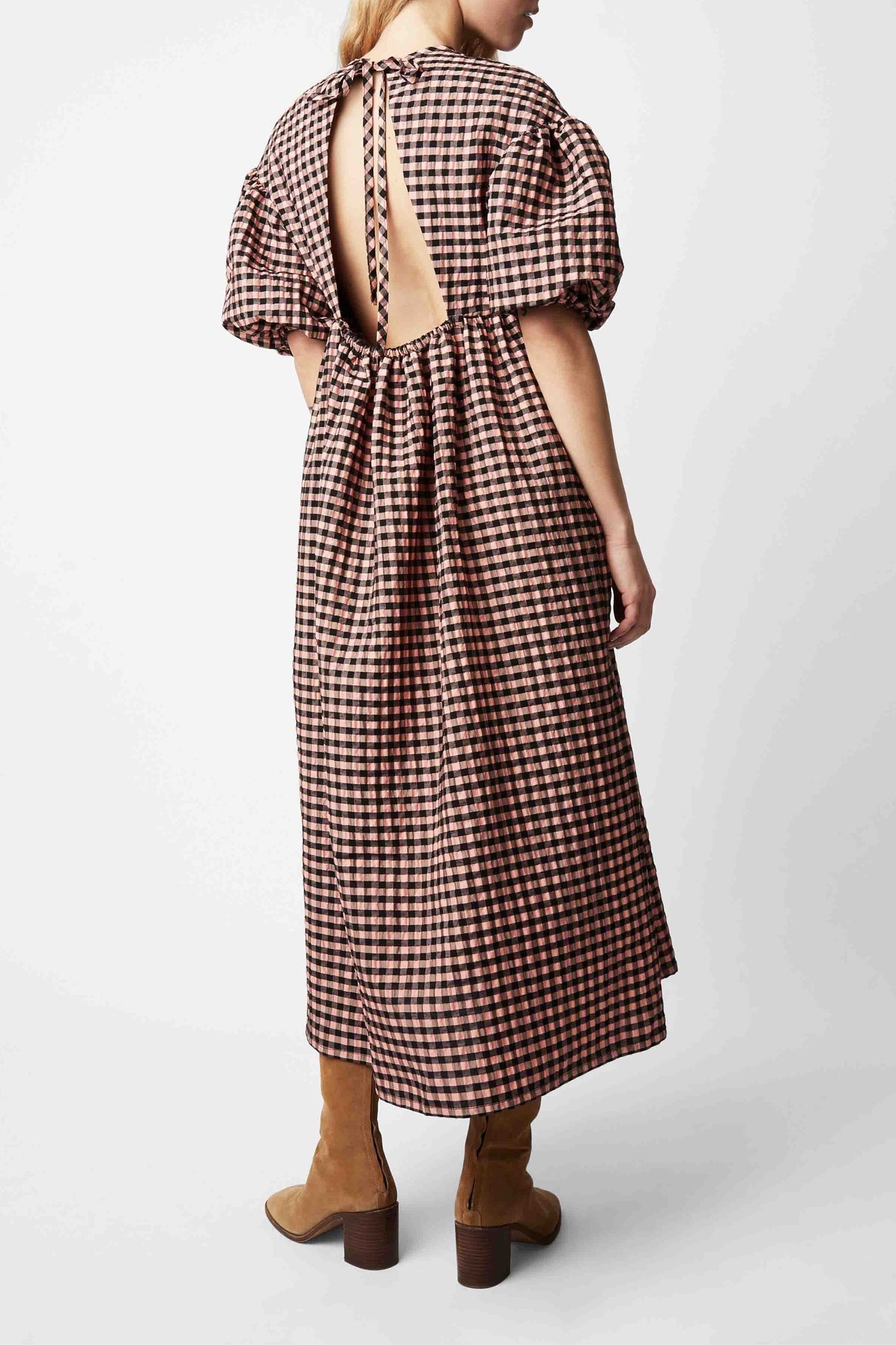 Robe longue Tams à carreaux - Poudre