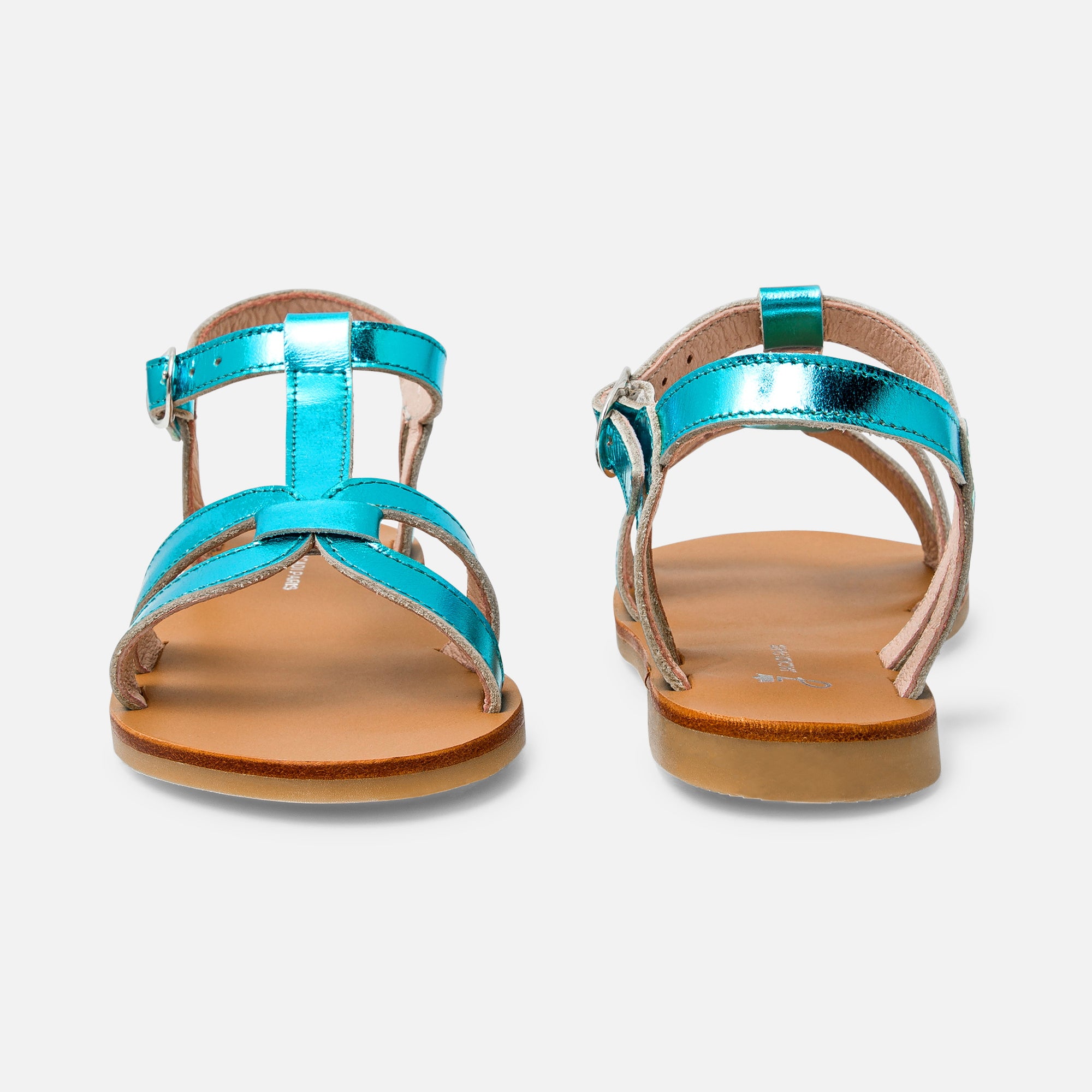 2 QTY / BLEU TURQUOISE CHAUSSURES CUIR ANNE