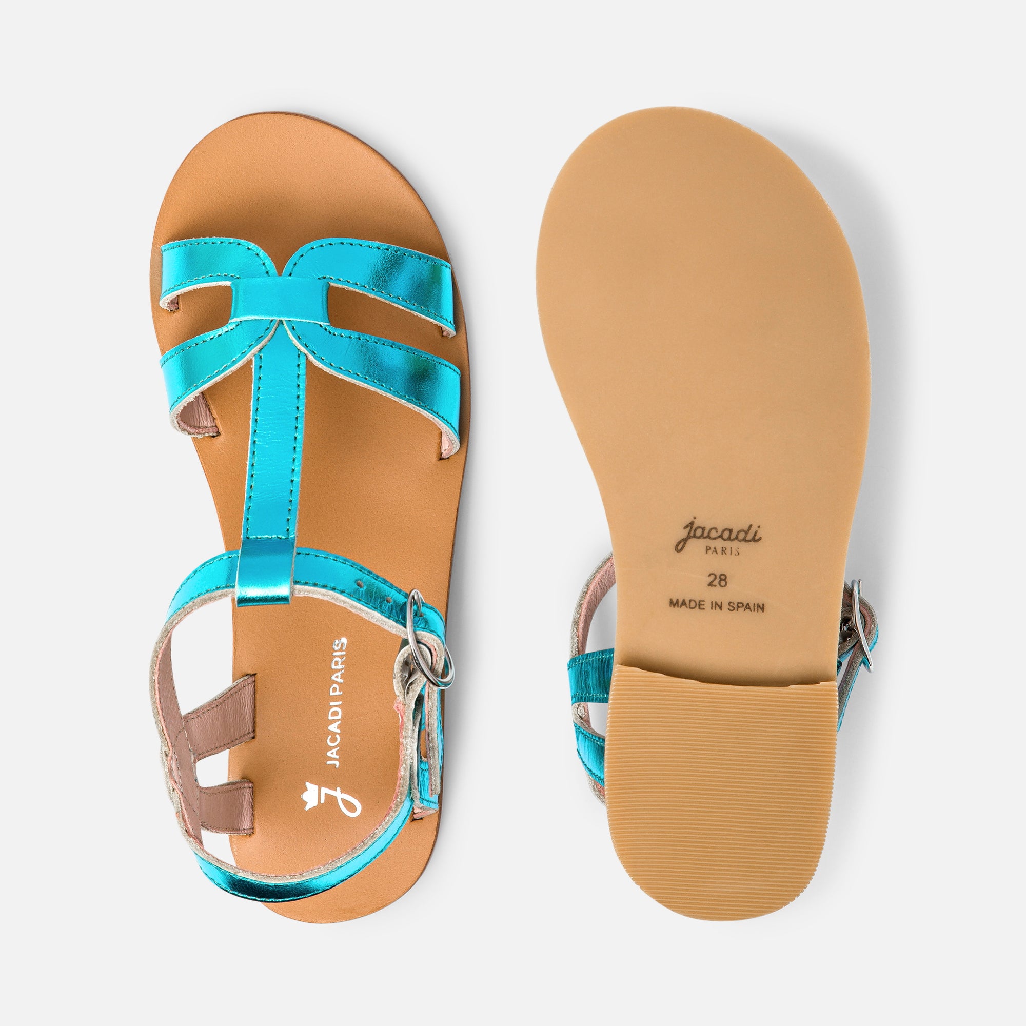 2 QTY / BLEU TURQUOISE CHAUSSURES CUIR ANNE