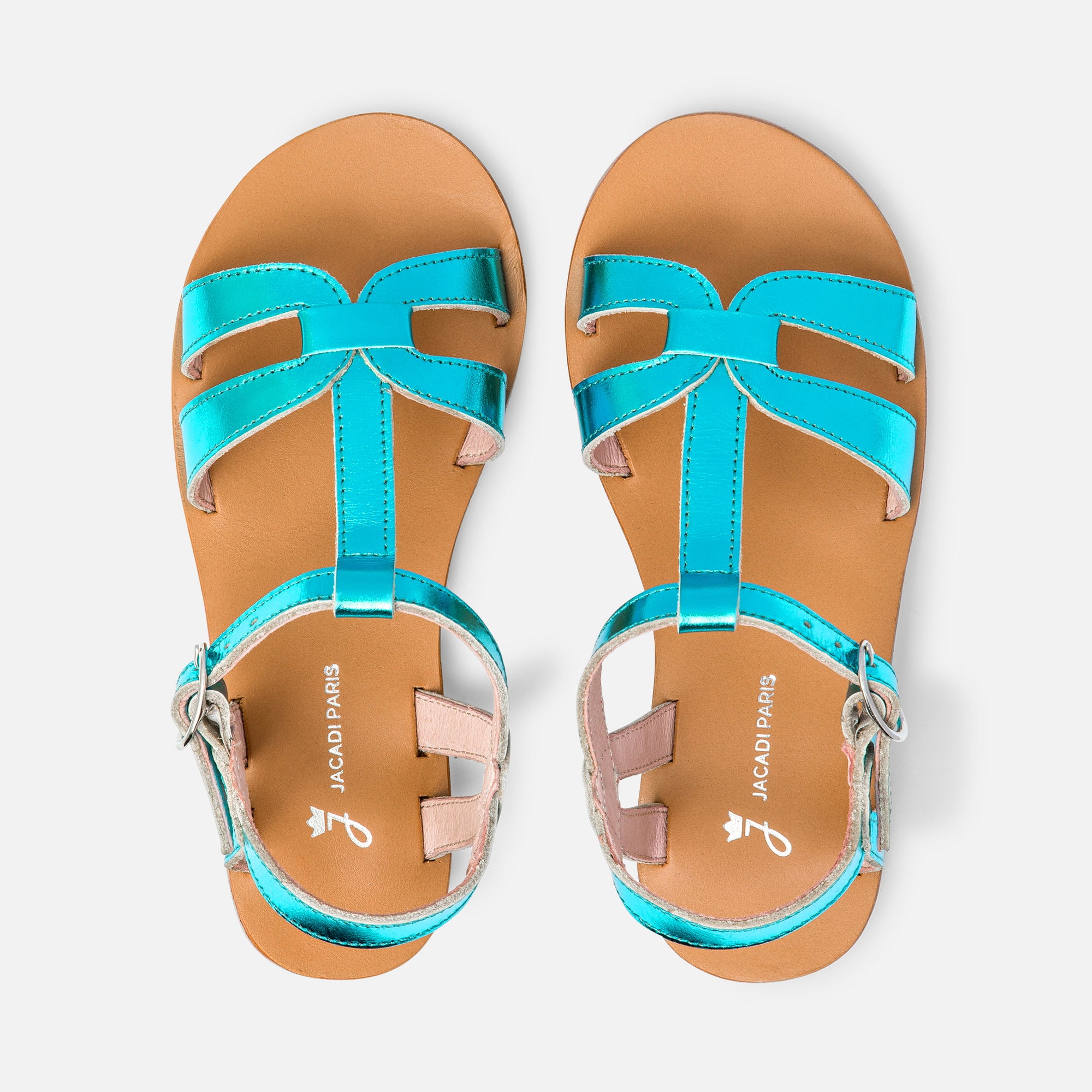 2 QTY / BLEU TURQUOISE CHAUSSURES CUIR ANNE