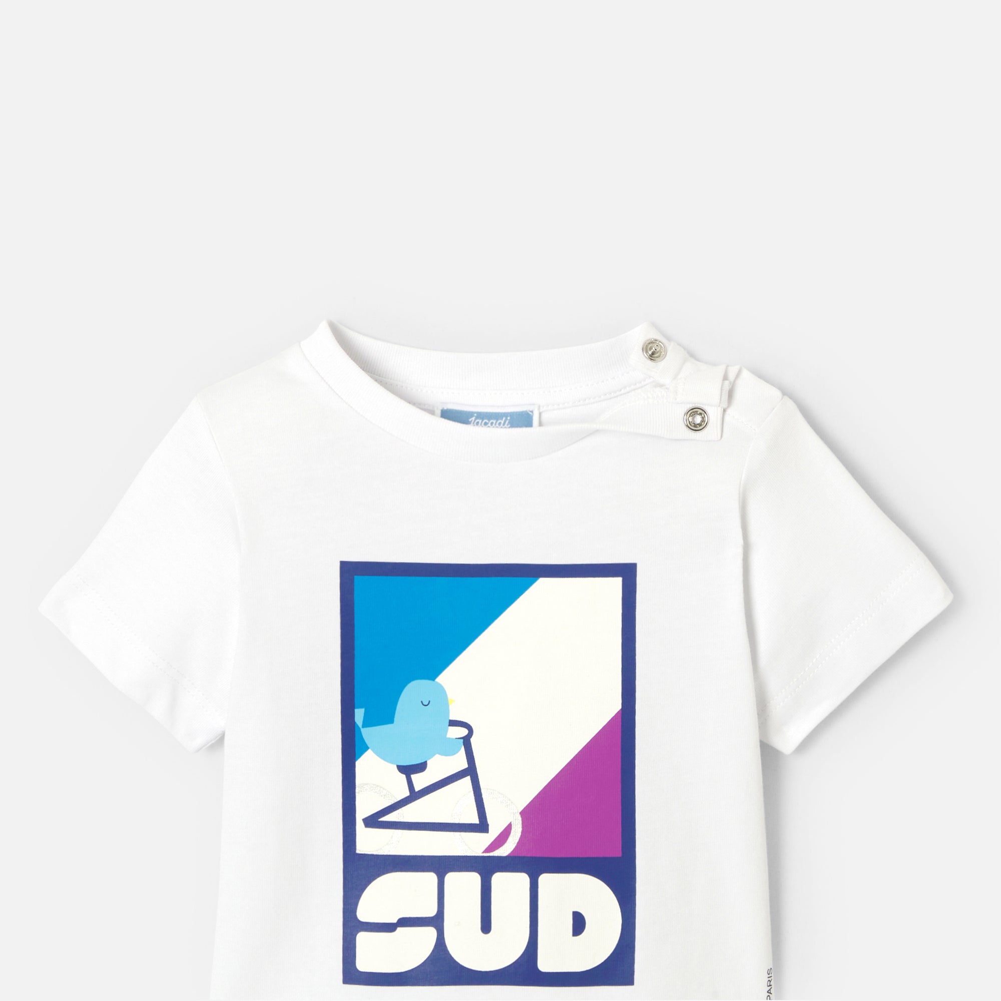 15 QTY / BLANC JACADI PAP TEE-SHIRT COSSE