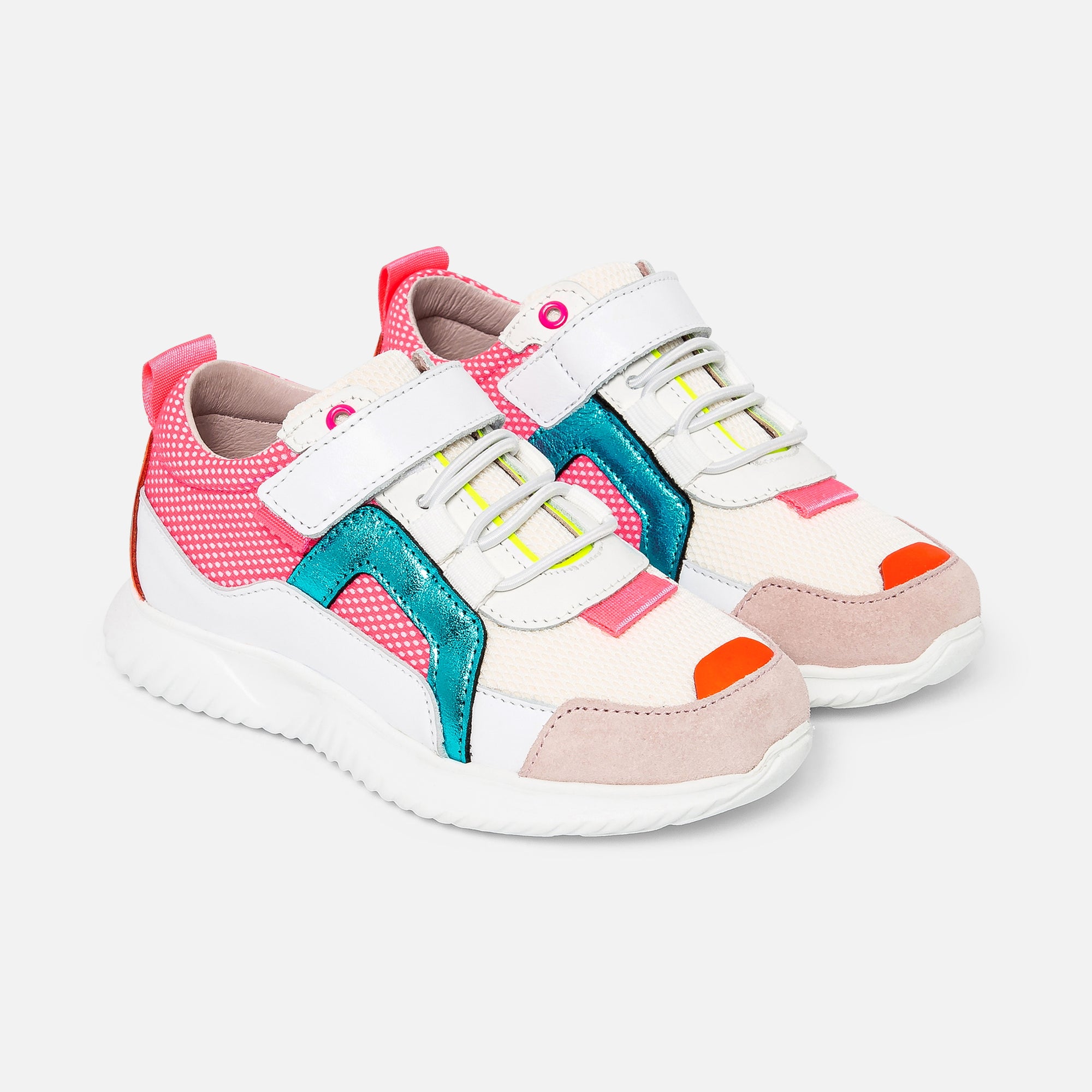 1 QTY / BLANC/MULTICO CHAUSSURES CUIR CLUB BIS