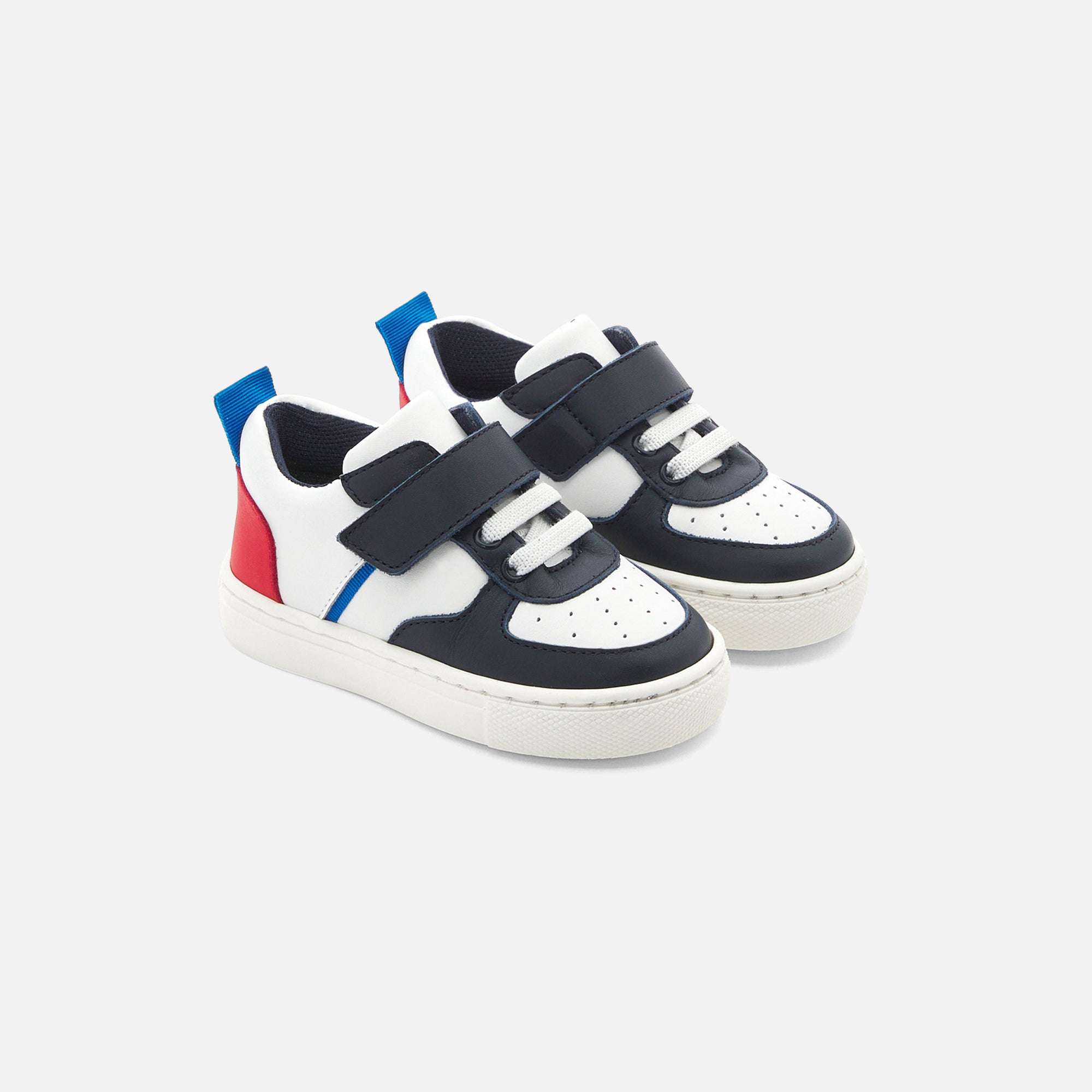 2 QTY / MARINE/ROUGE CHAUSSURES CUIR FRED BB