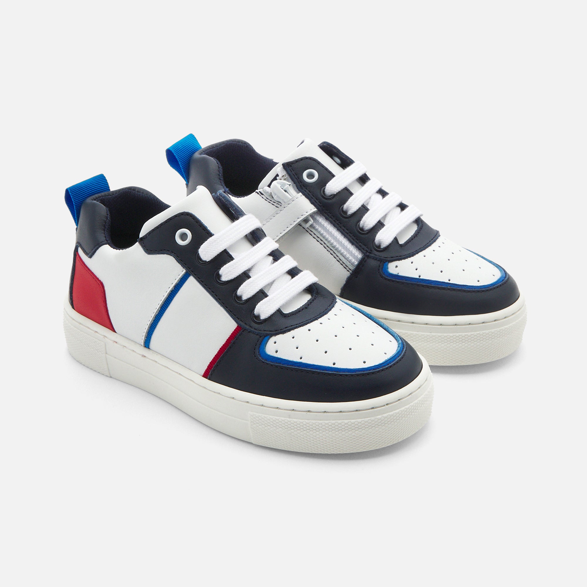 19 QTY / MARINE/ROUGE CHAUSSURES CUIR FRED 2 COL