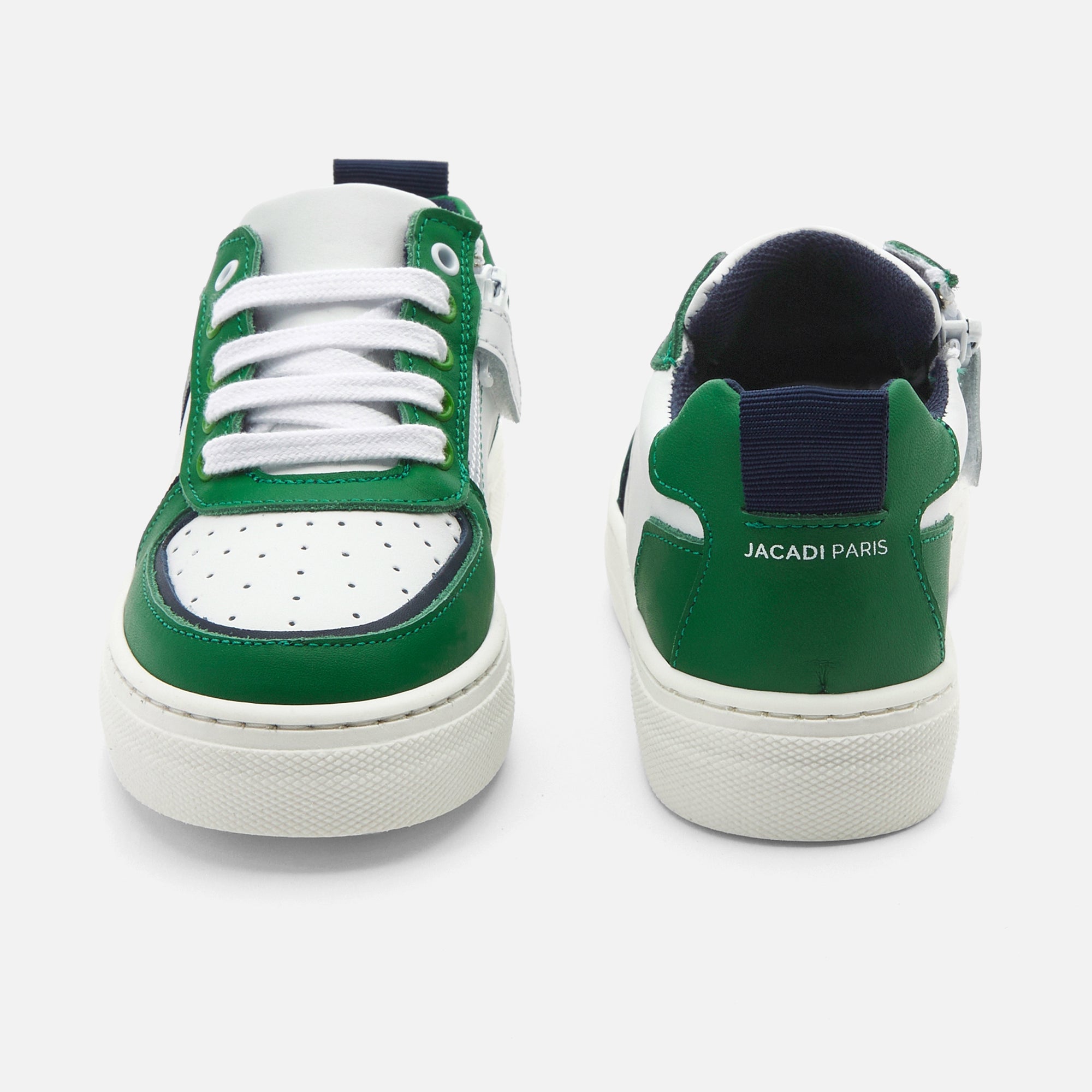 2 QTY / MARINE/VERT CHAUSSURES CUIR FRED 2 COL