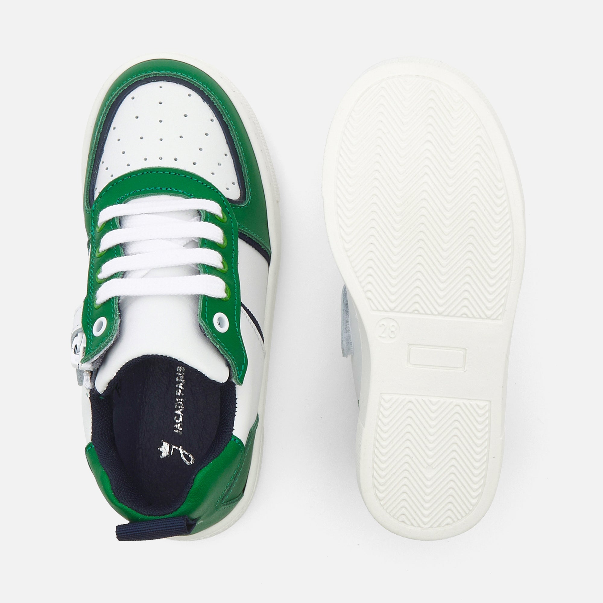 2 QTY / MARINE/VERT CHAUSSURES CUIR FRED 2 COL