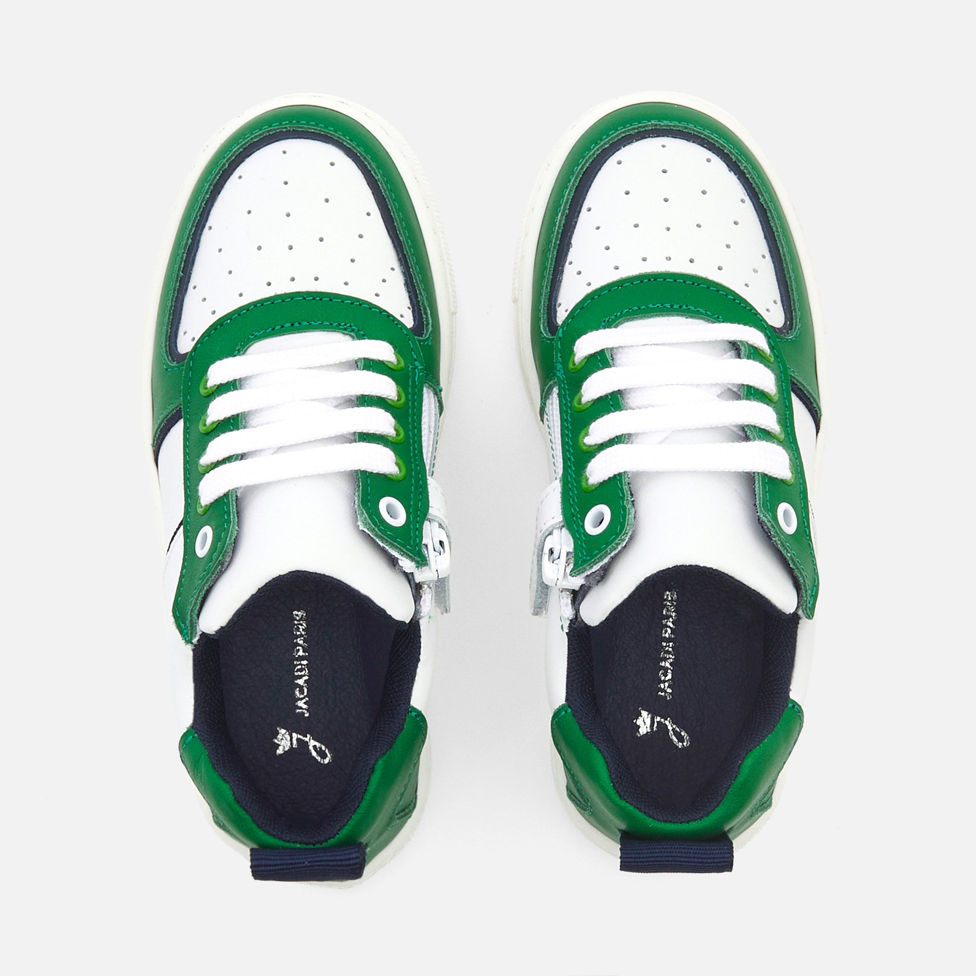 2 QTY / MARINE/VERT CHAUSSURES CUIR FRED 2 COL