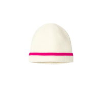 Bonnet Orlane en laine - Blanc & Rose