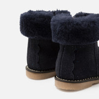Douillette leather boots - Navy