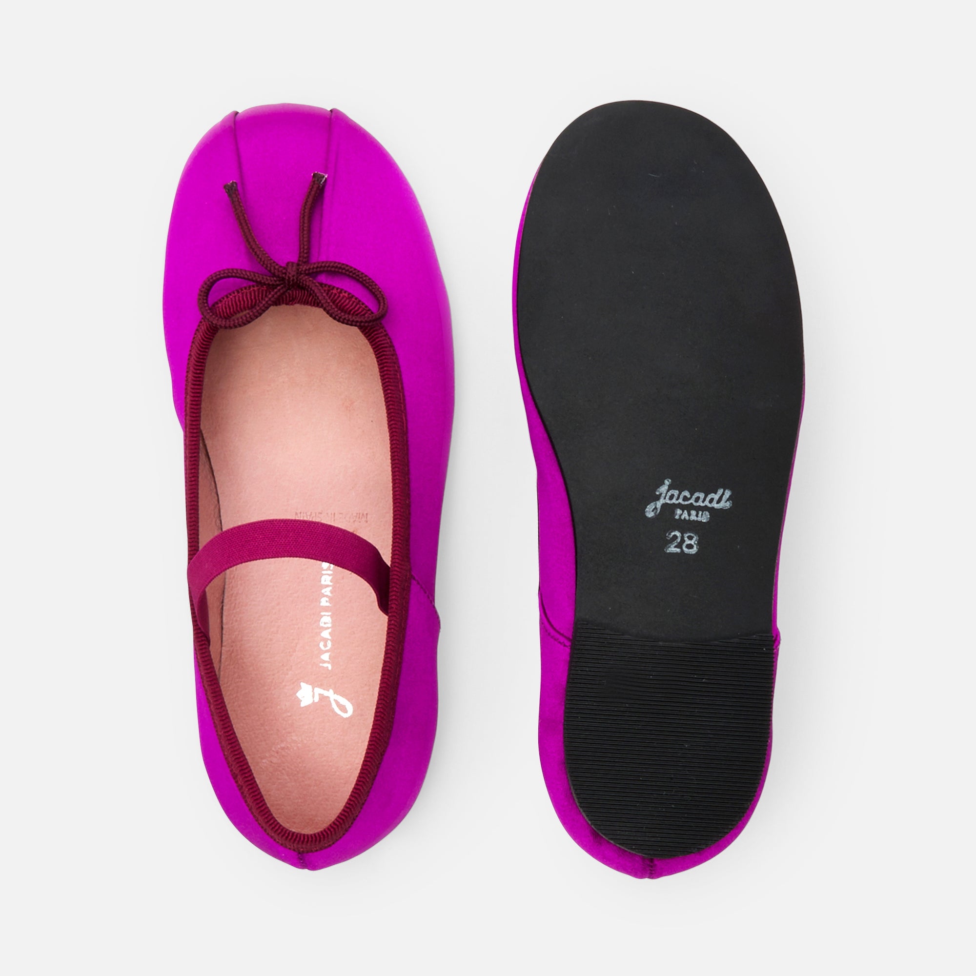 2 QTY / FUSCHIA CHAUSSURES CUIR DANSEUSE