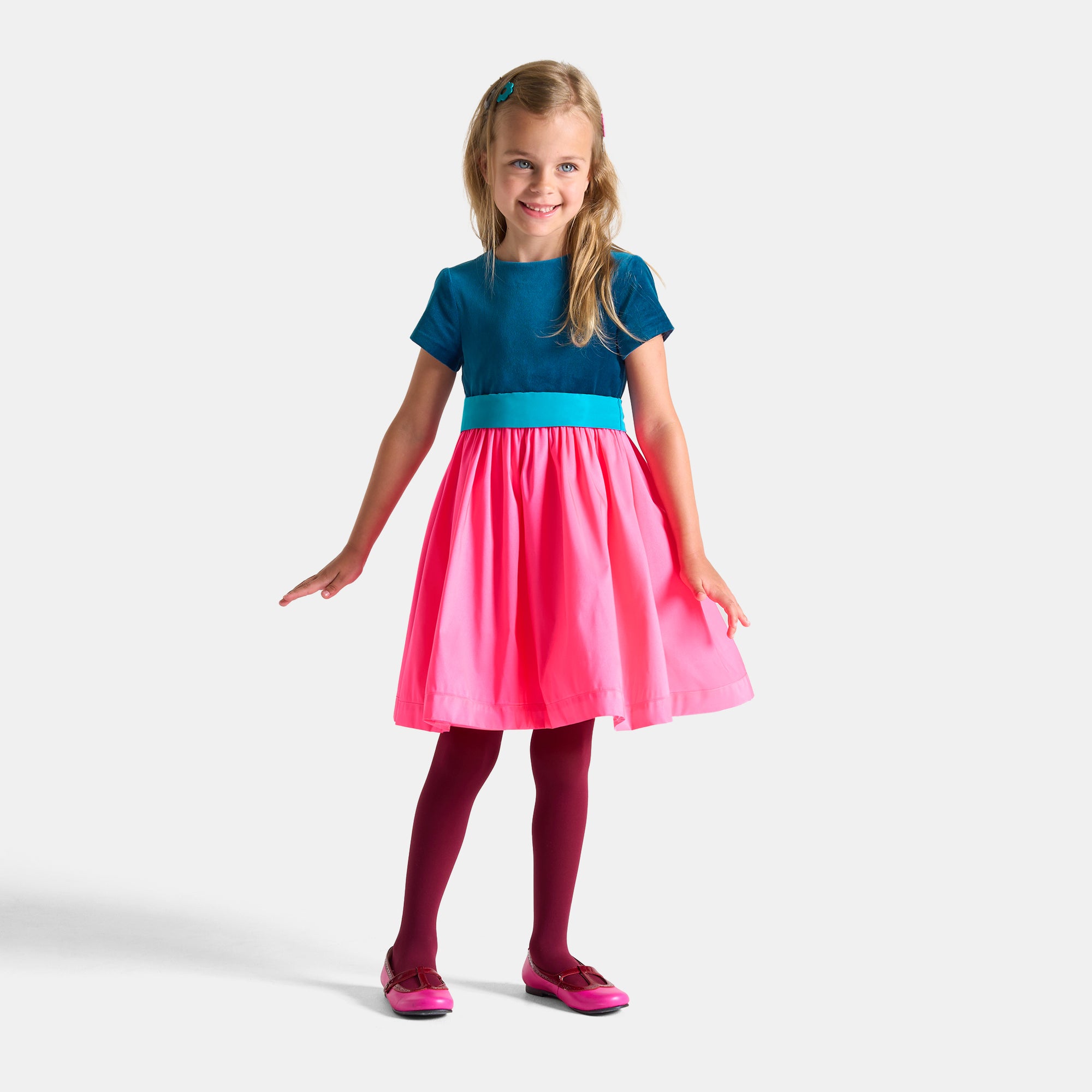 0 QTY / ROSE/BLEU PAP ROBE MARYBELLE