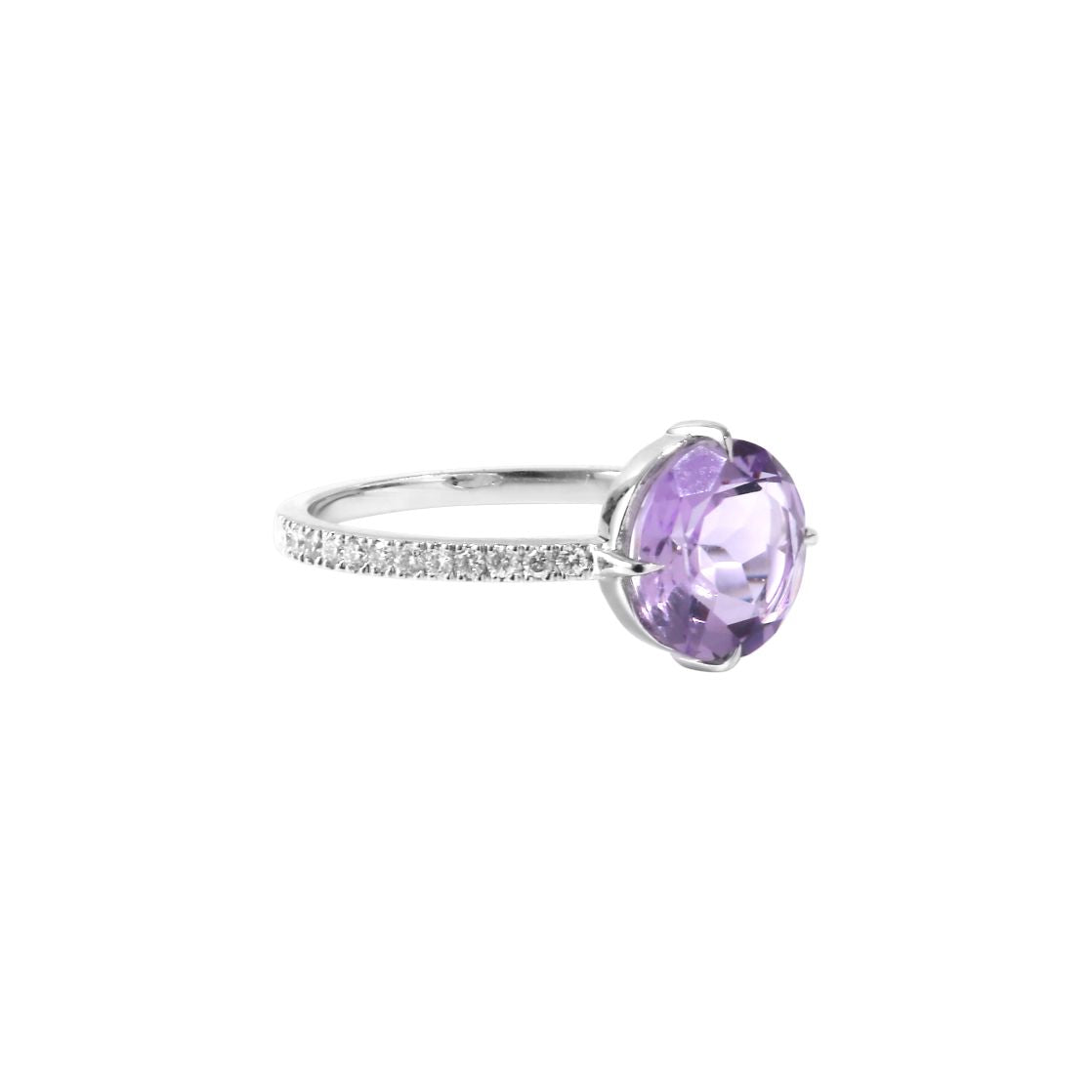 White Gold & Amethyst Lola Diamond Ring - Violet & White