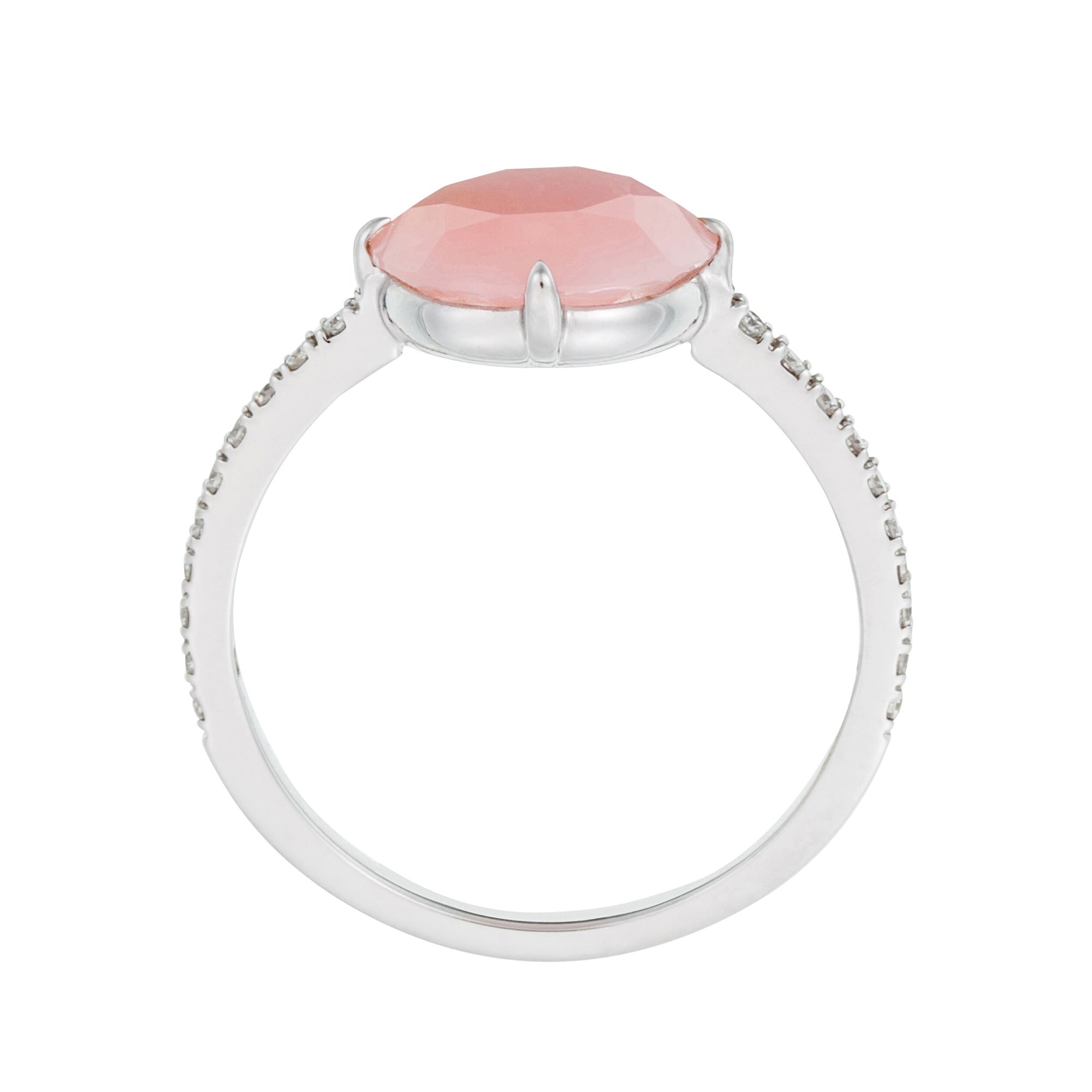 White Gold & Opal Lola Ring - Pink & White