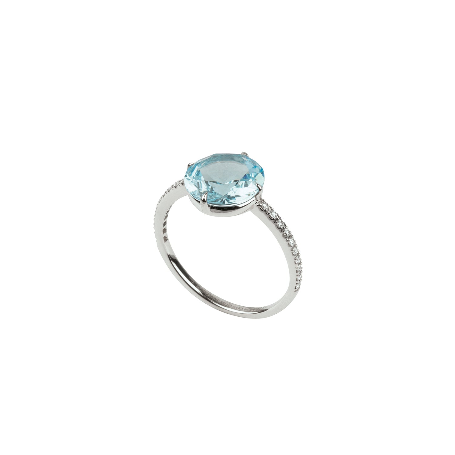 Bague Lola en or blanc & Topaze - Bleu & Blanc