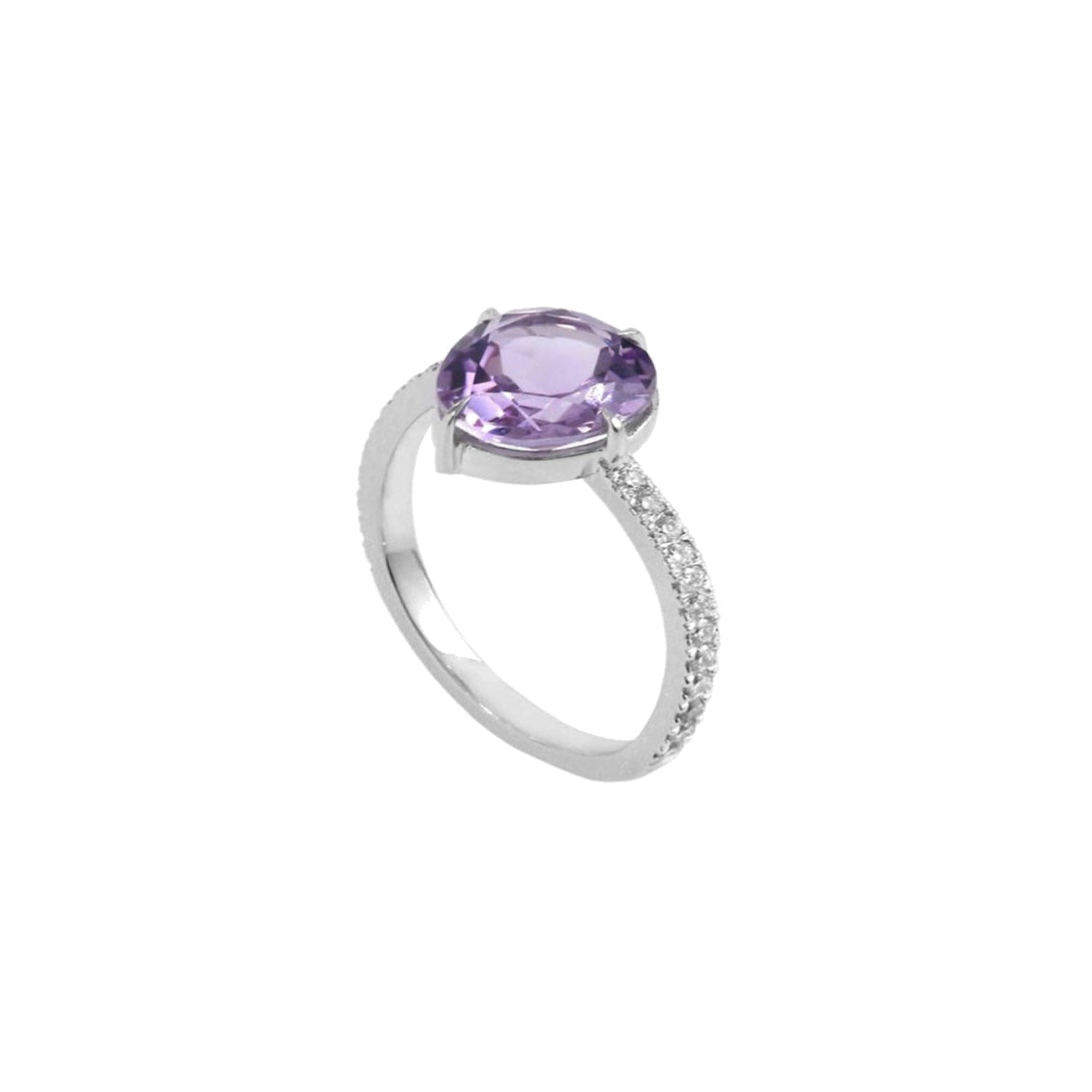 White Gold & Amethyst Lola Diamond Ring - Violet & White