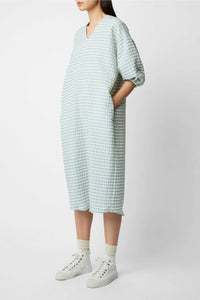 Robe midi Fine à carreaux - Ciel