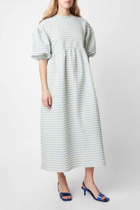 Robe longue Tams à carreaux - Ciel