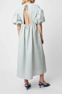 Robe longue Tams à carreaux - Ciel