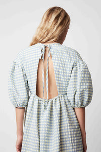 Robe longue Tams à carreaux - Ciel