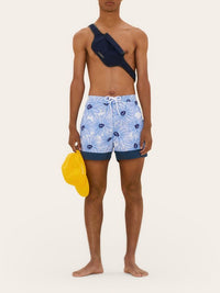 PRINT BLUE FLOWERS LE DOUBLE MAILLOT
