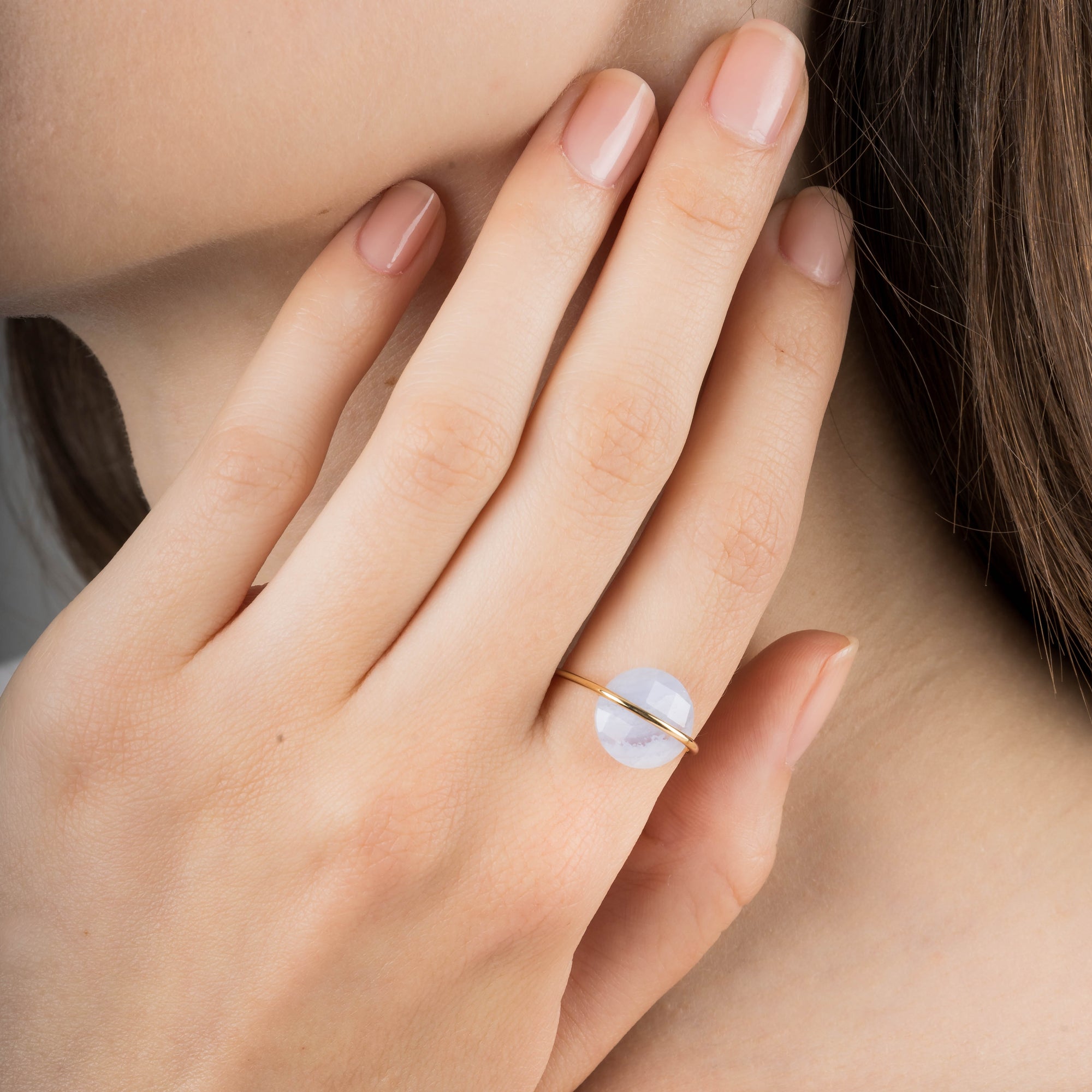Bague Honore en or jaune & Agate - Bleu