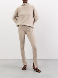 Legging côtelé en cachemire - Beige