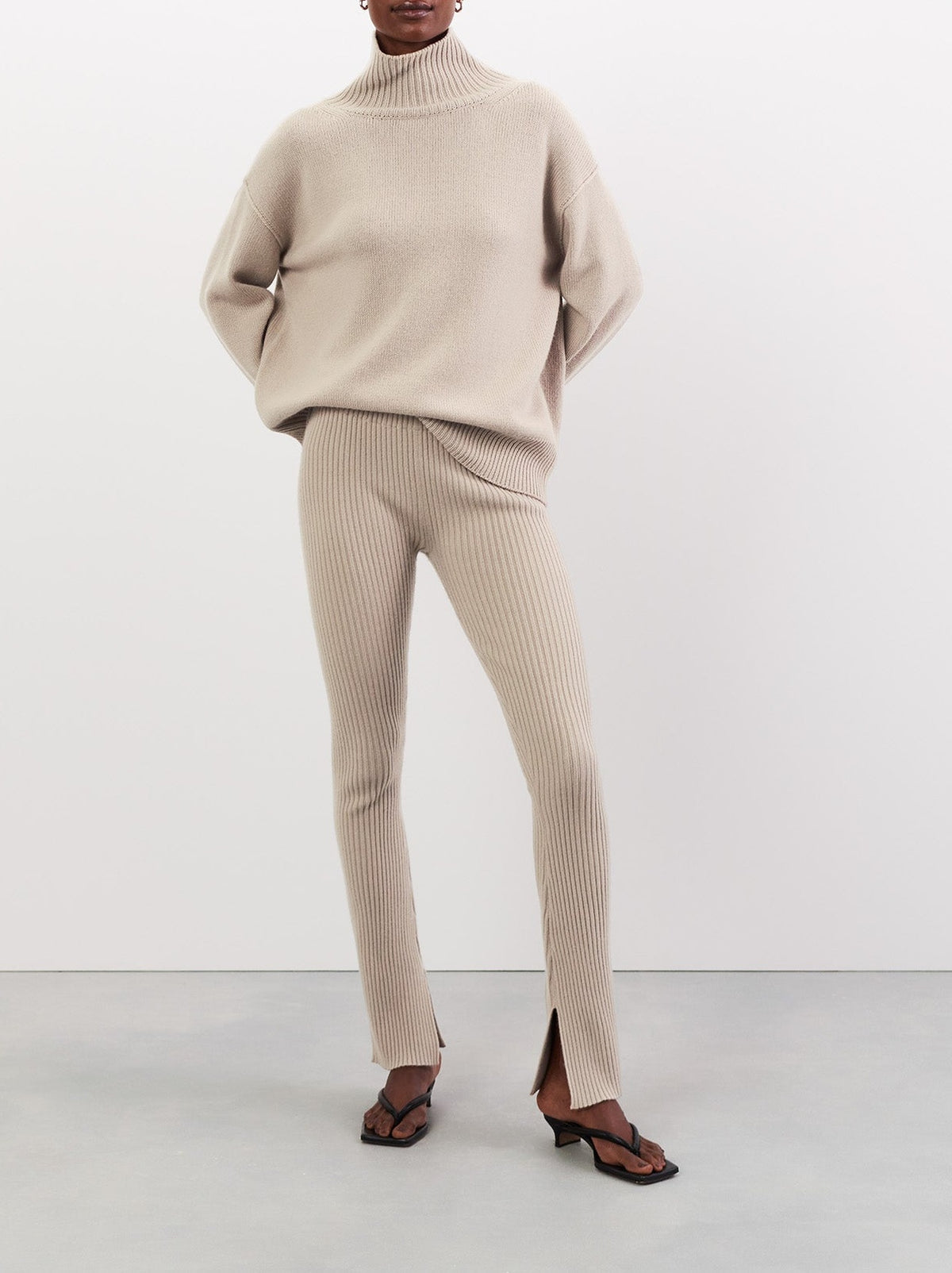 Legging côtelé en cachemire - Beige