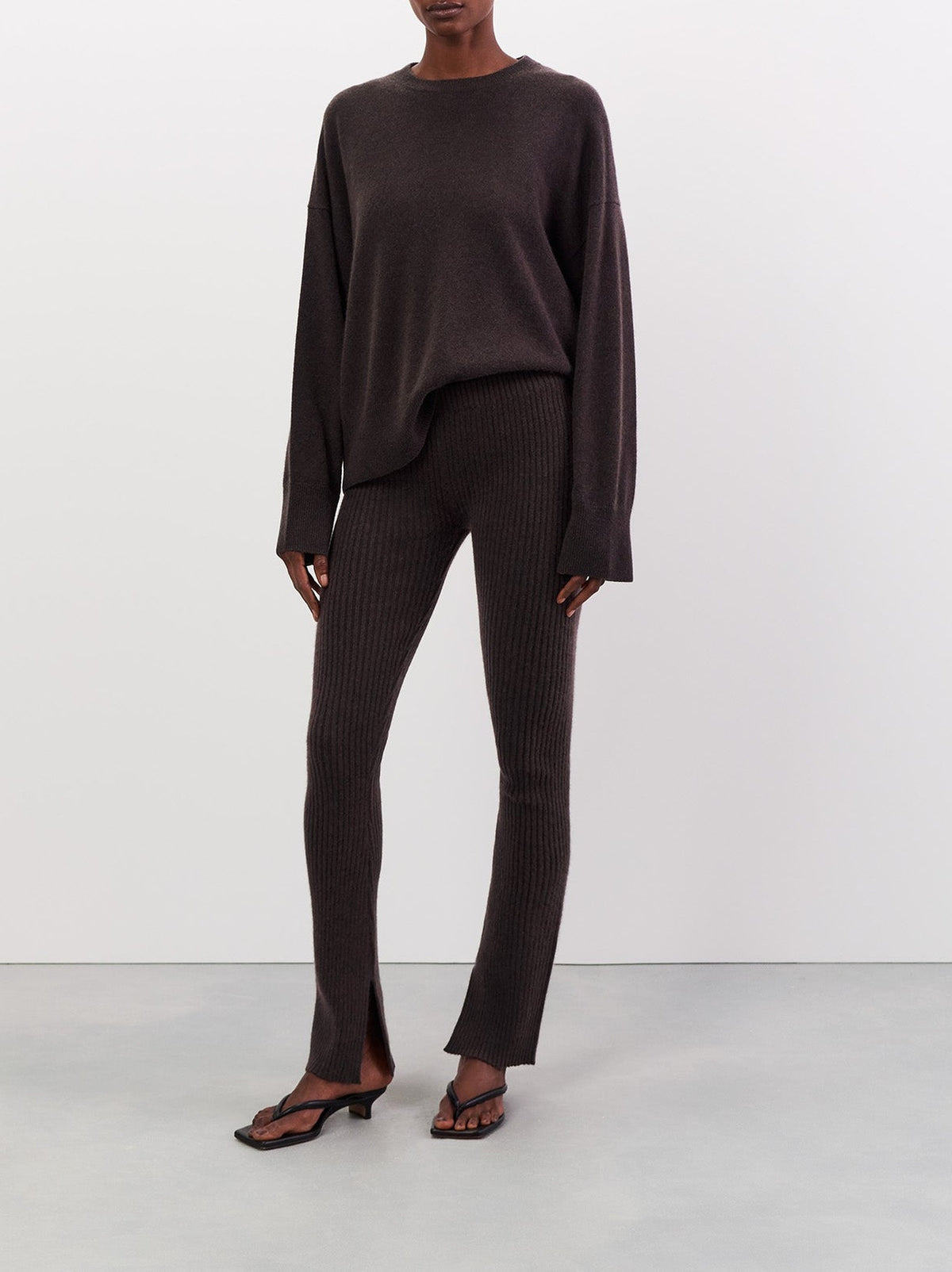 Ribbed cashmere leggings - Brown