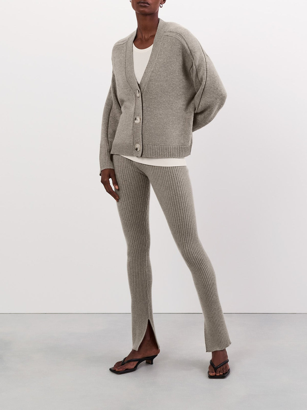 Legging côtelé en cachemire - Gris