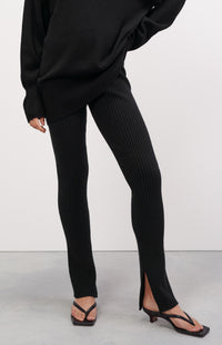 Legging côtelé en cachemire - Noir