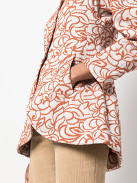 ECRU & ORANGE BRIDGET JACQUARD blazer long ajusté à rayures