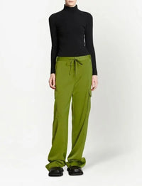 Pantalon cargo fluide taille haute - Leaf Green