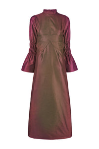 RASPBERRY GREEN KEITH robe longue à manches froncées