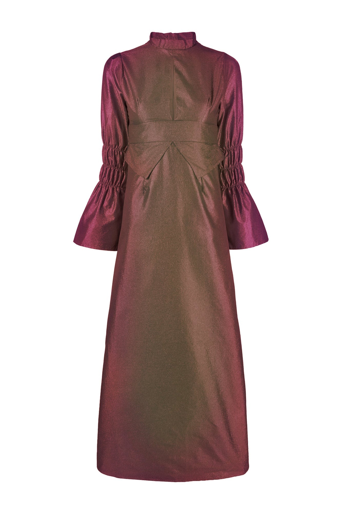 RASPBERRY GREEN KEITH robe longue à manches froncées