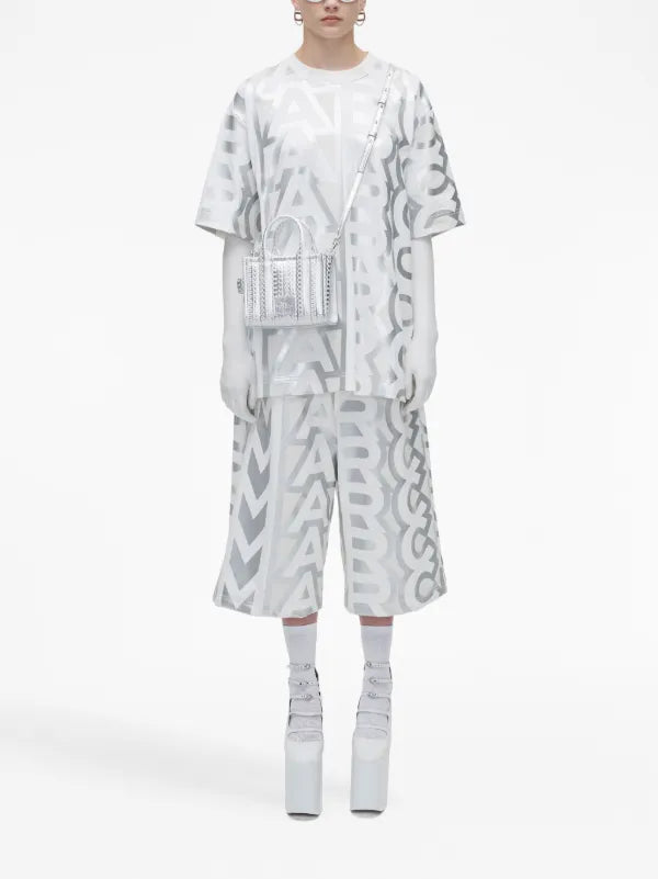 Petit sac à bandoulière The Tote Bag irisé en cuir - Silver & Bright White