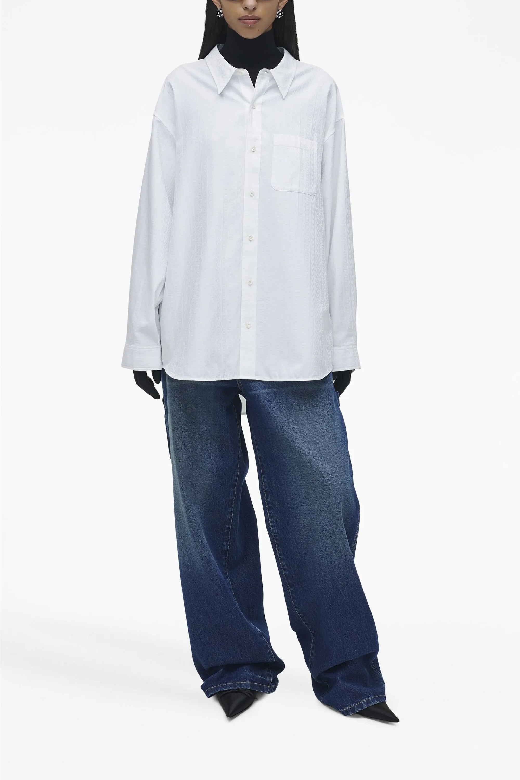 Chemise oversize à poche - White