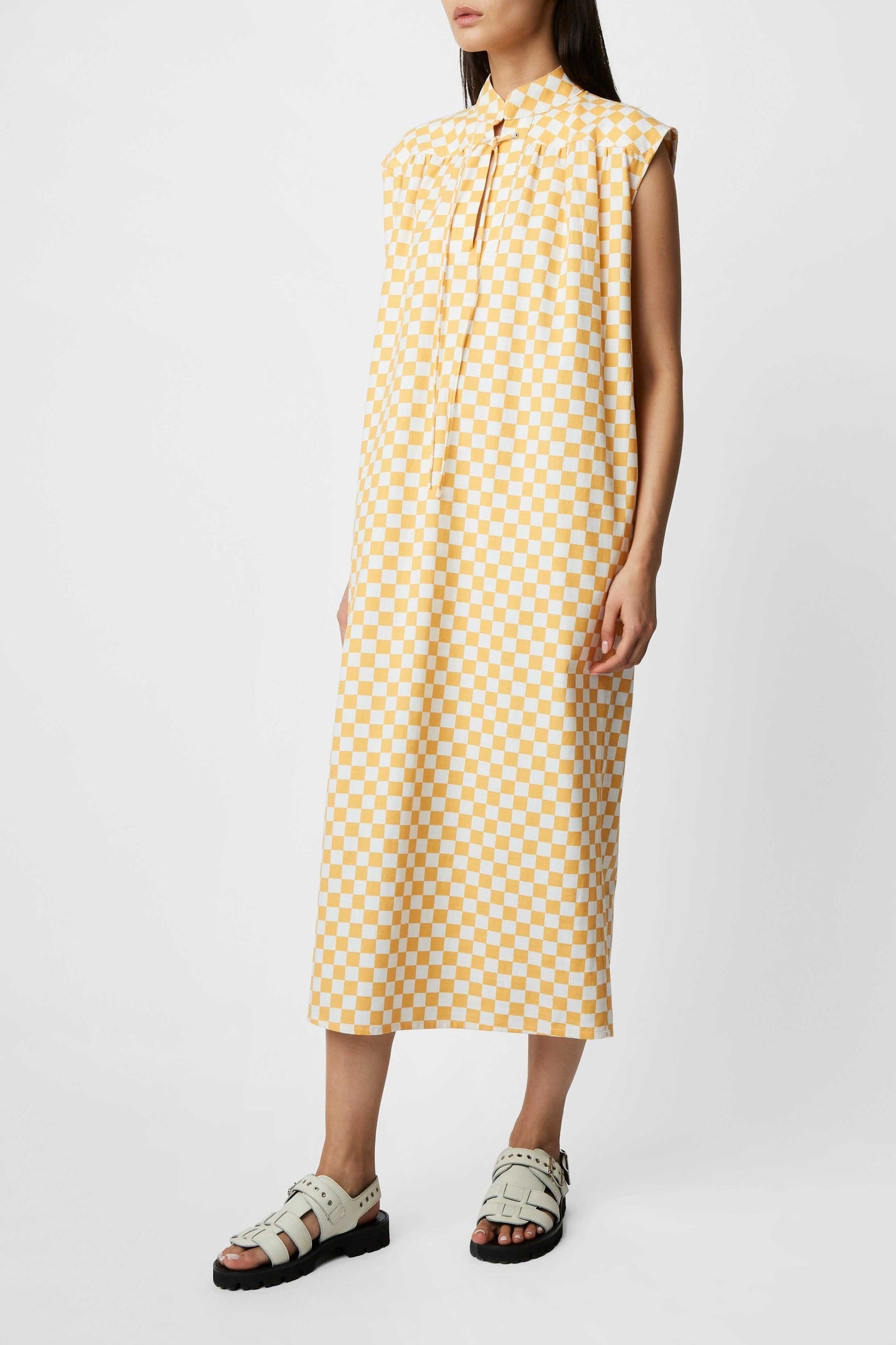 Dreamer chequered midi dress - Gold