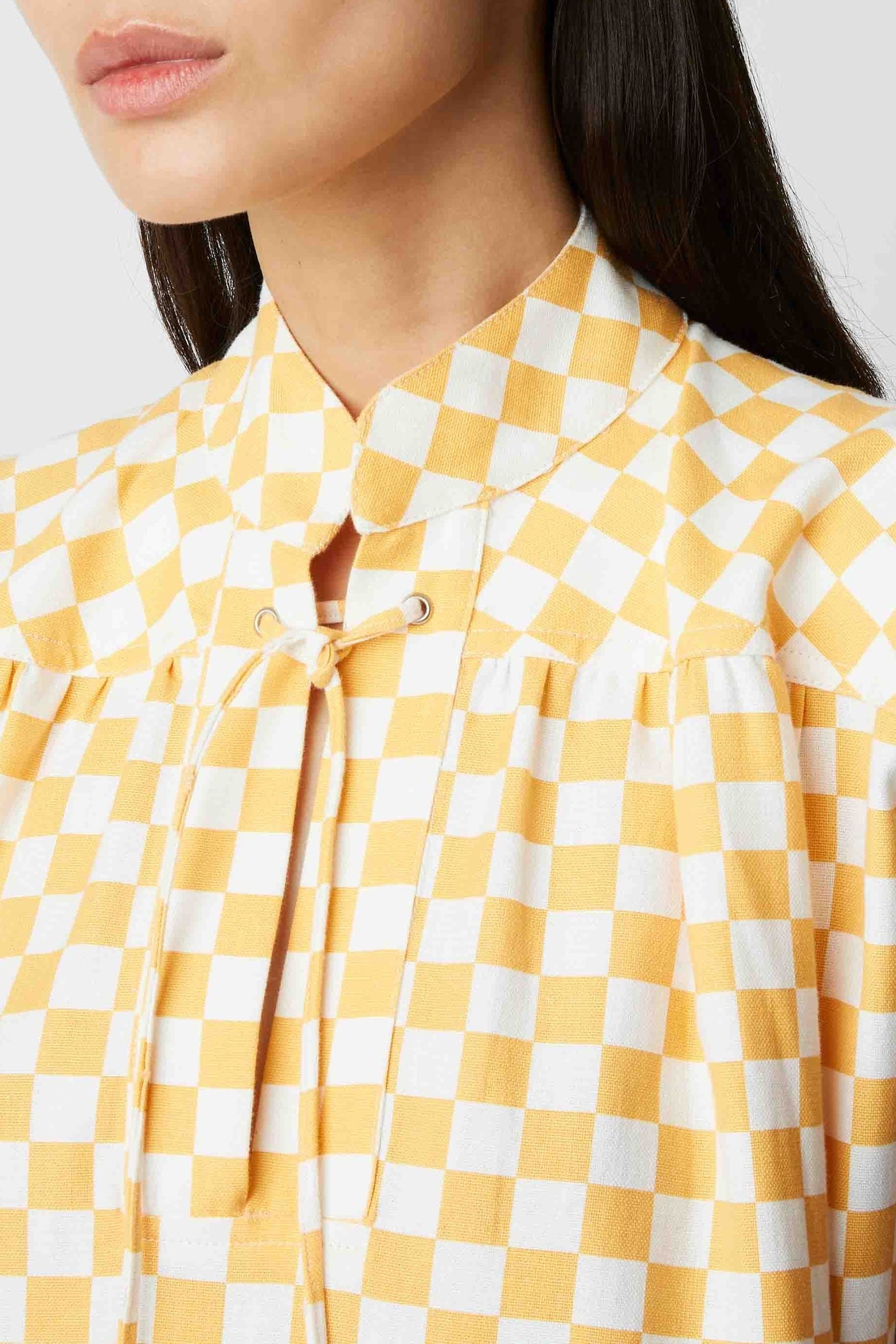 Dreamer chequered midi dress - Gold