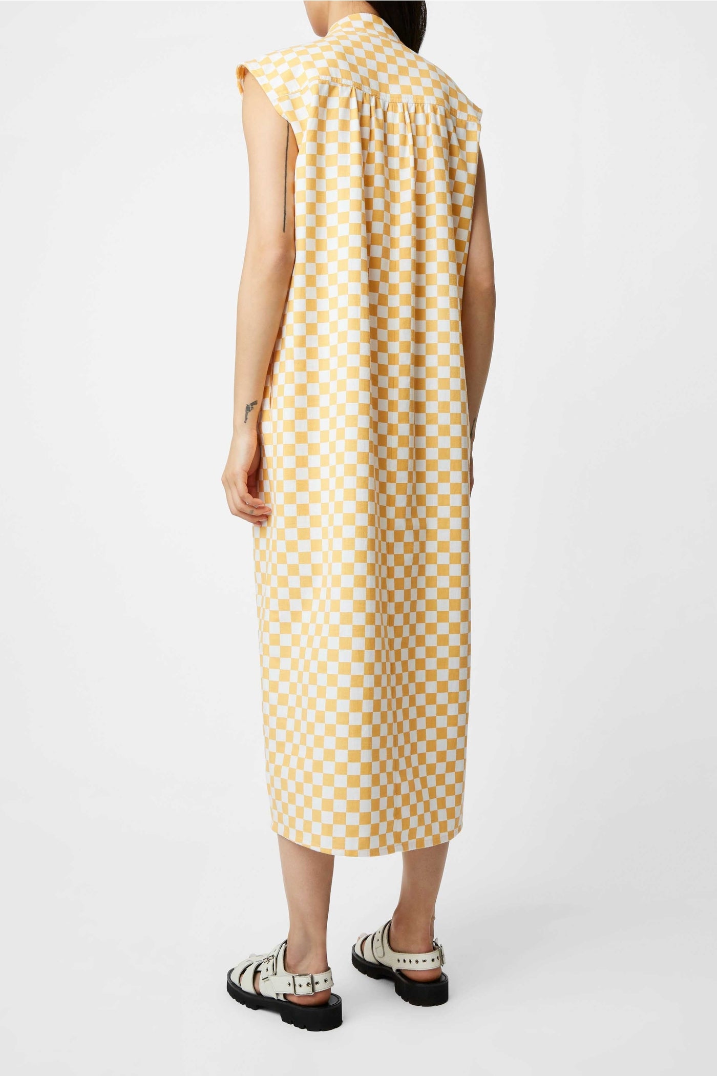 Dreamer chequered midi dress - Gold
