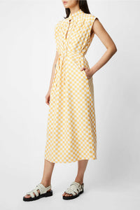 Dreamer chequered midi dress - Gold