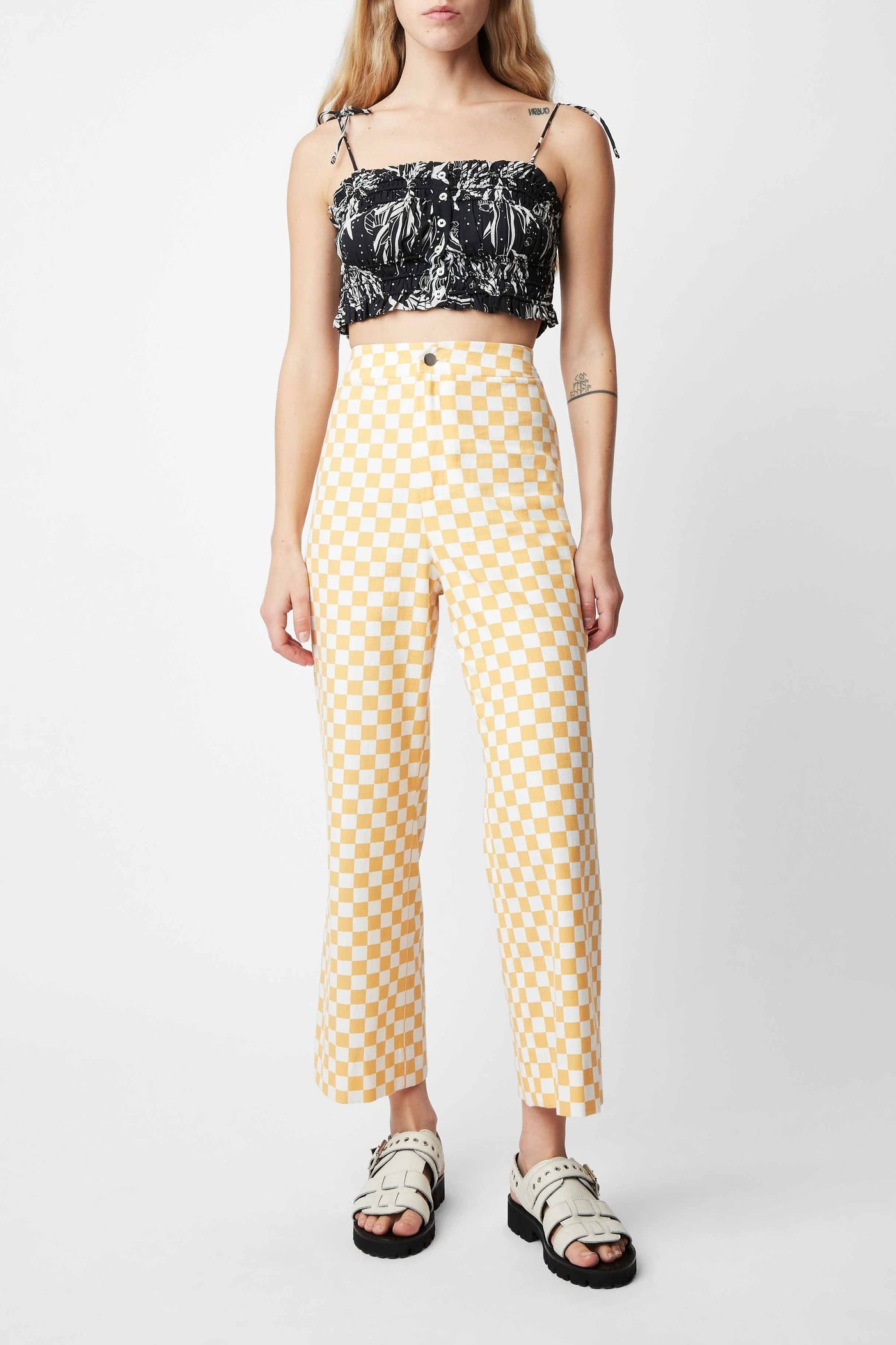Gangs chequered trousers - Gold