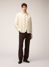 BUTTER POPELINE COTTON STRETCH SHIRT WITH EMBROIDERY