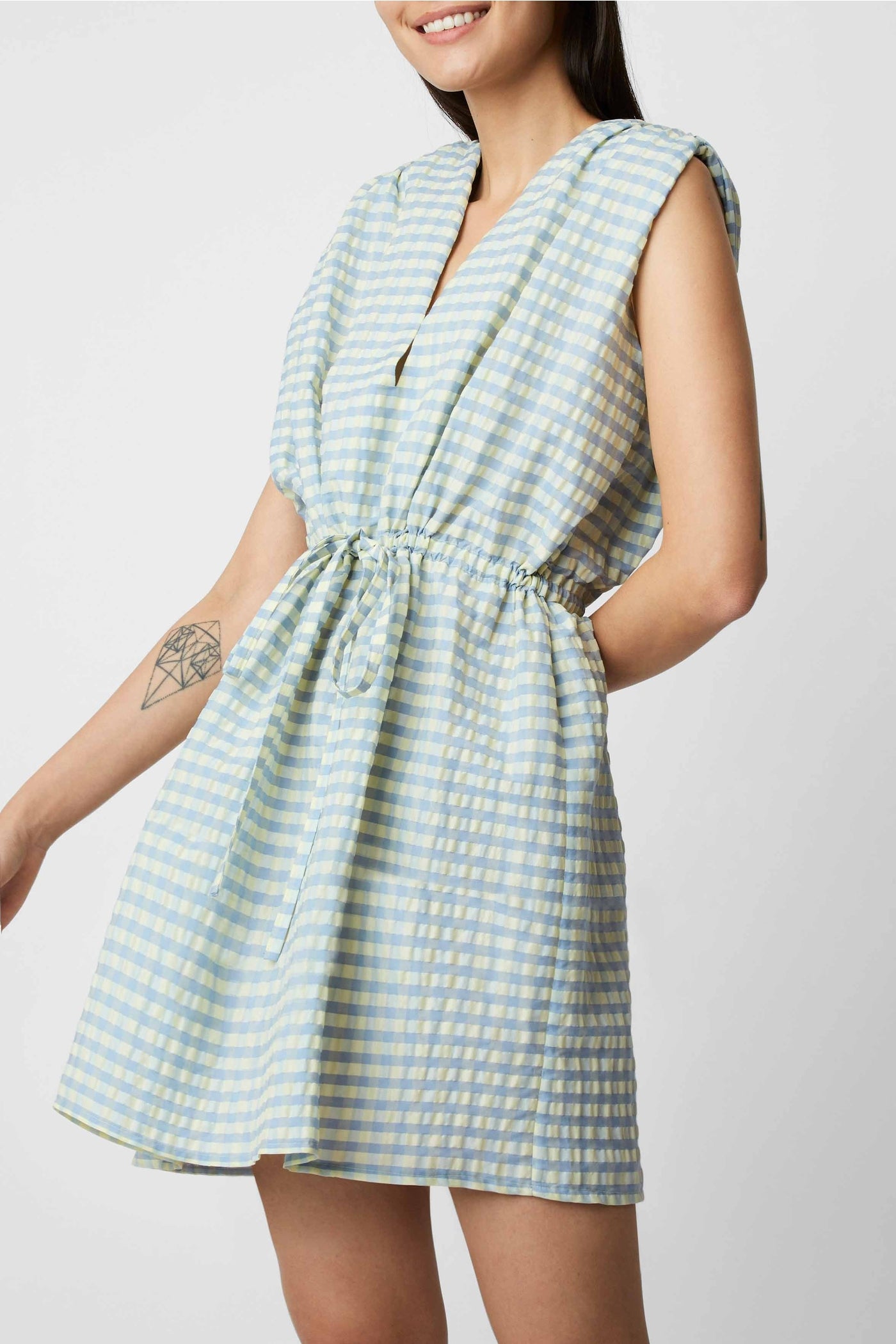 Charly check short dress - Poudre