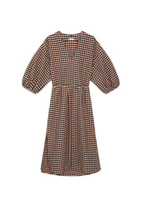 Robe midi Fine à carreaux - Poudre