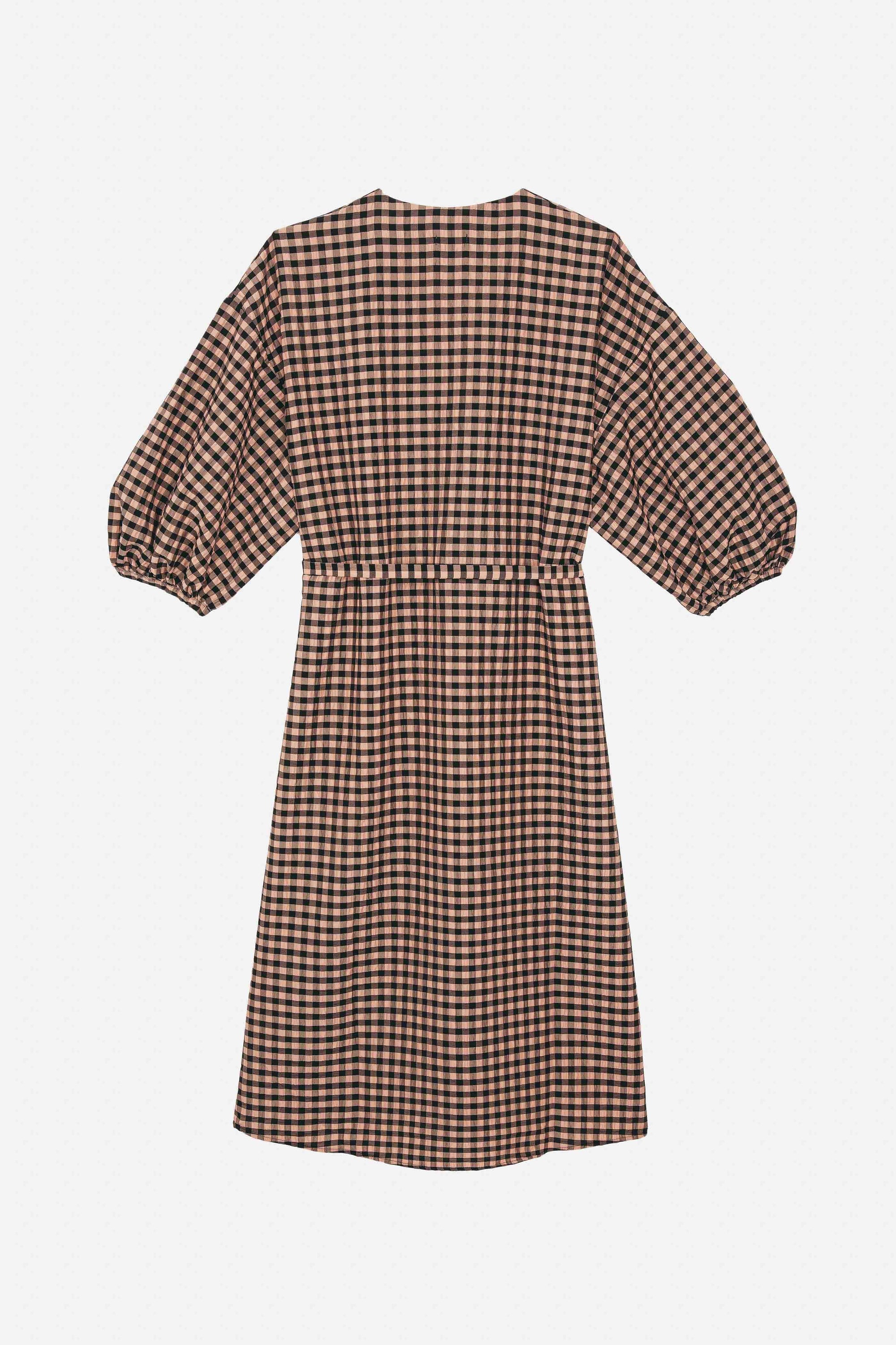 Robe midi Fine à carreaux - Poudre