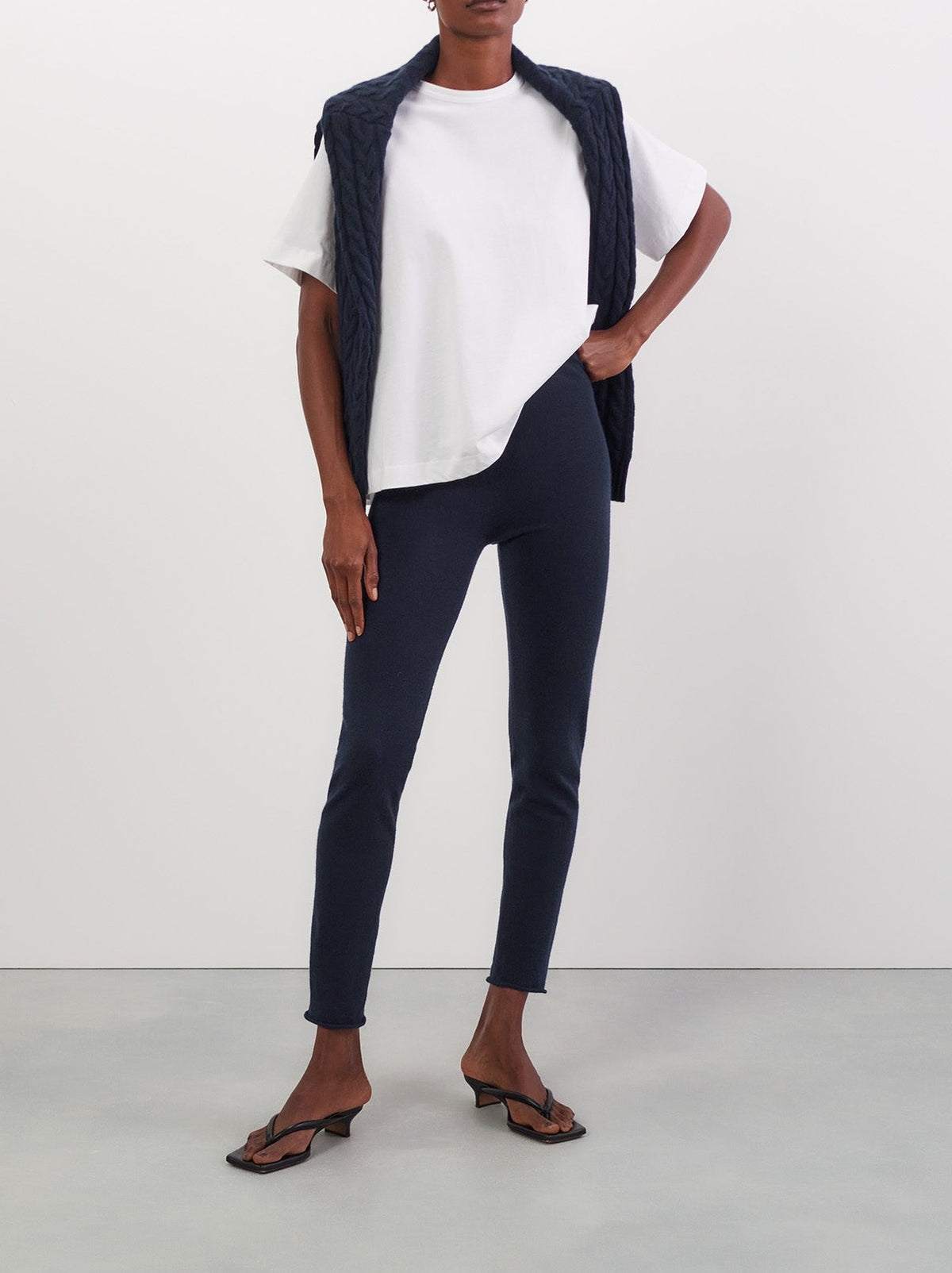 Legging en laine et cachemire mélangé - Bleu