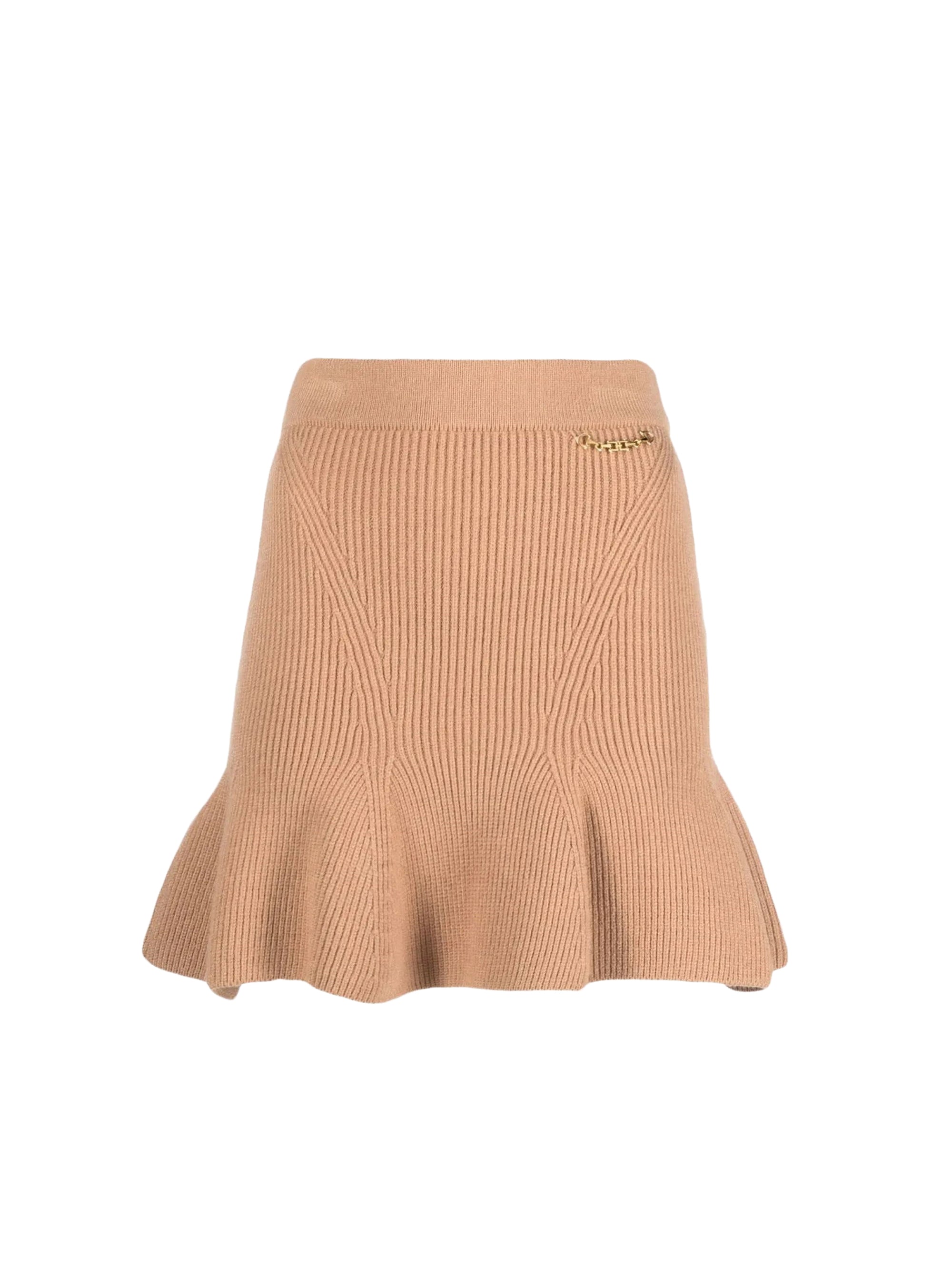 Jupe courte évasée en maille - Caramello