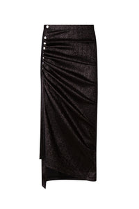 Jupe mi-longue fendue scintillante - Black