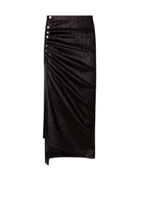 Jupe mi-longue fendue scintillante - Black