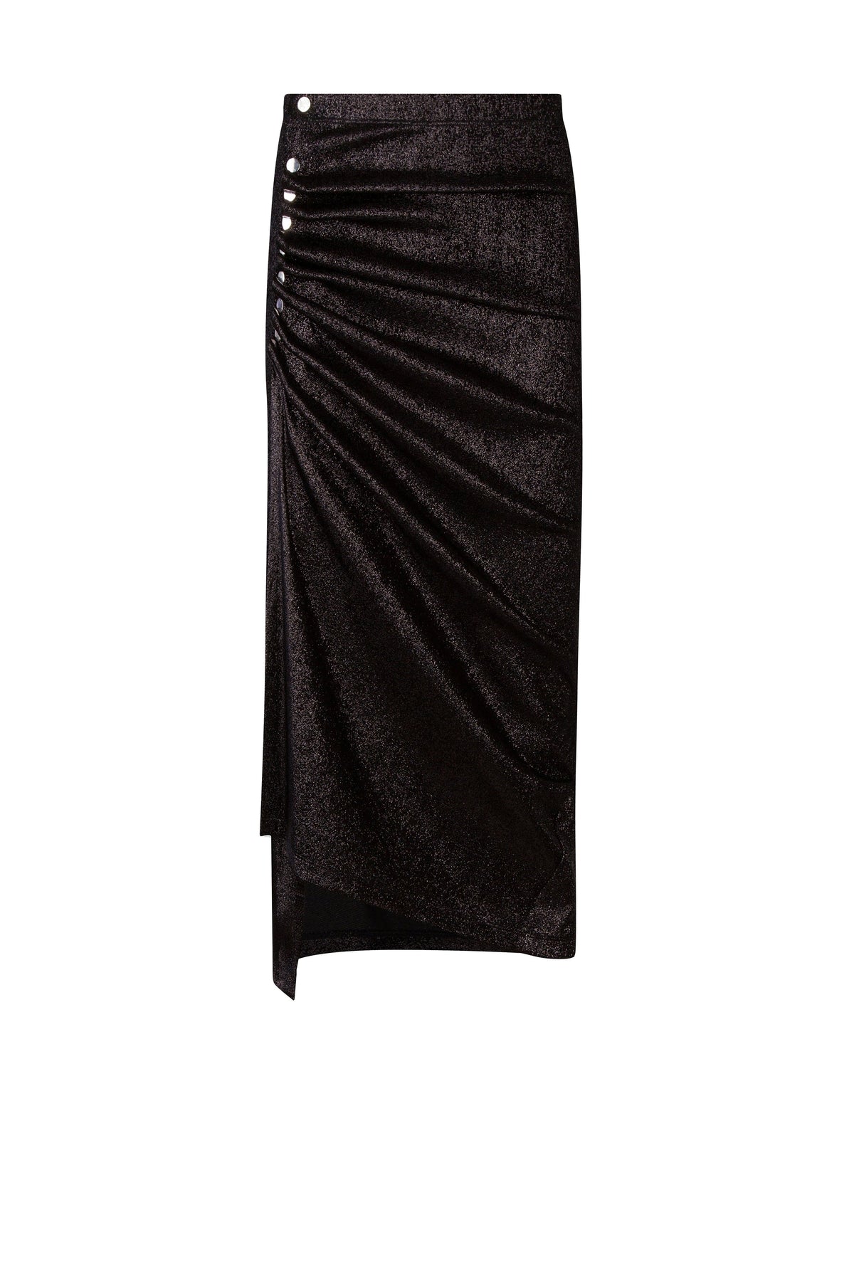 Jupe mi-longue fendue scintillante - Black